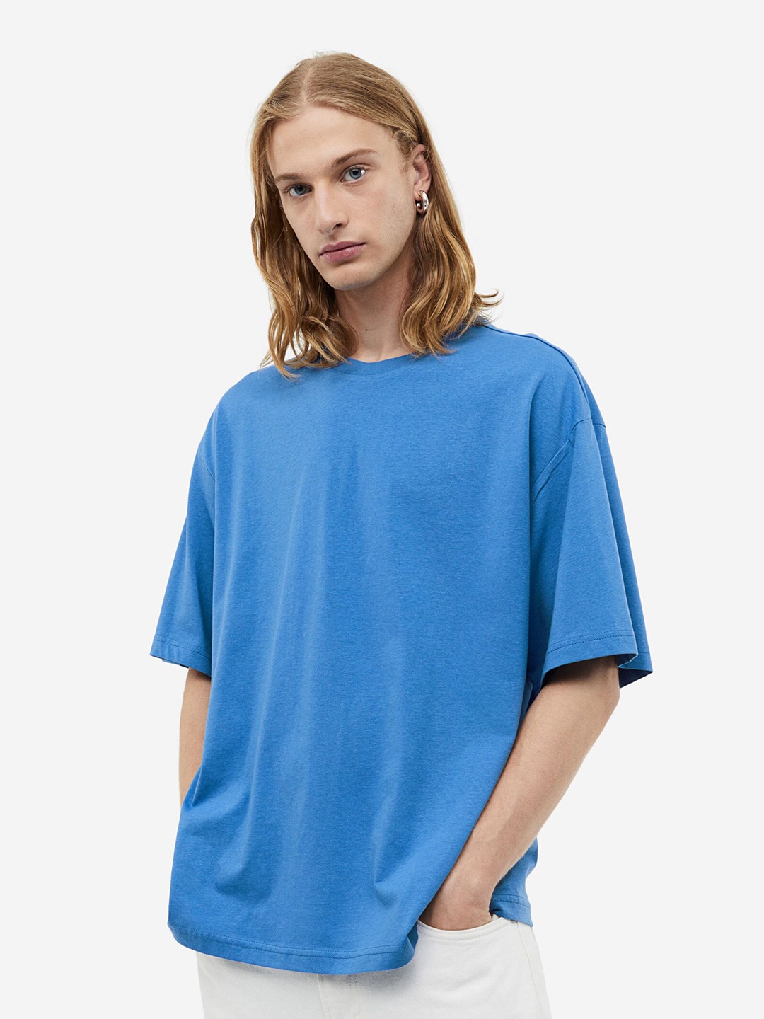 

H&M Pure Cotton Loose Fit T-shirt, Blue