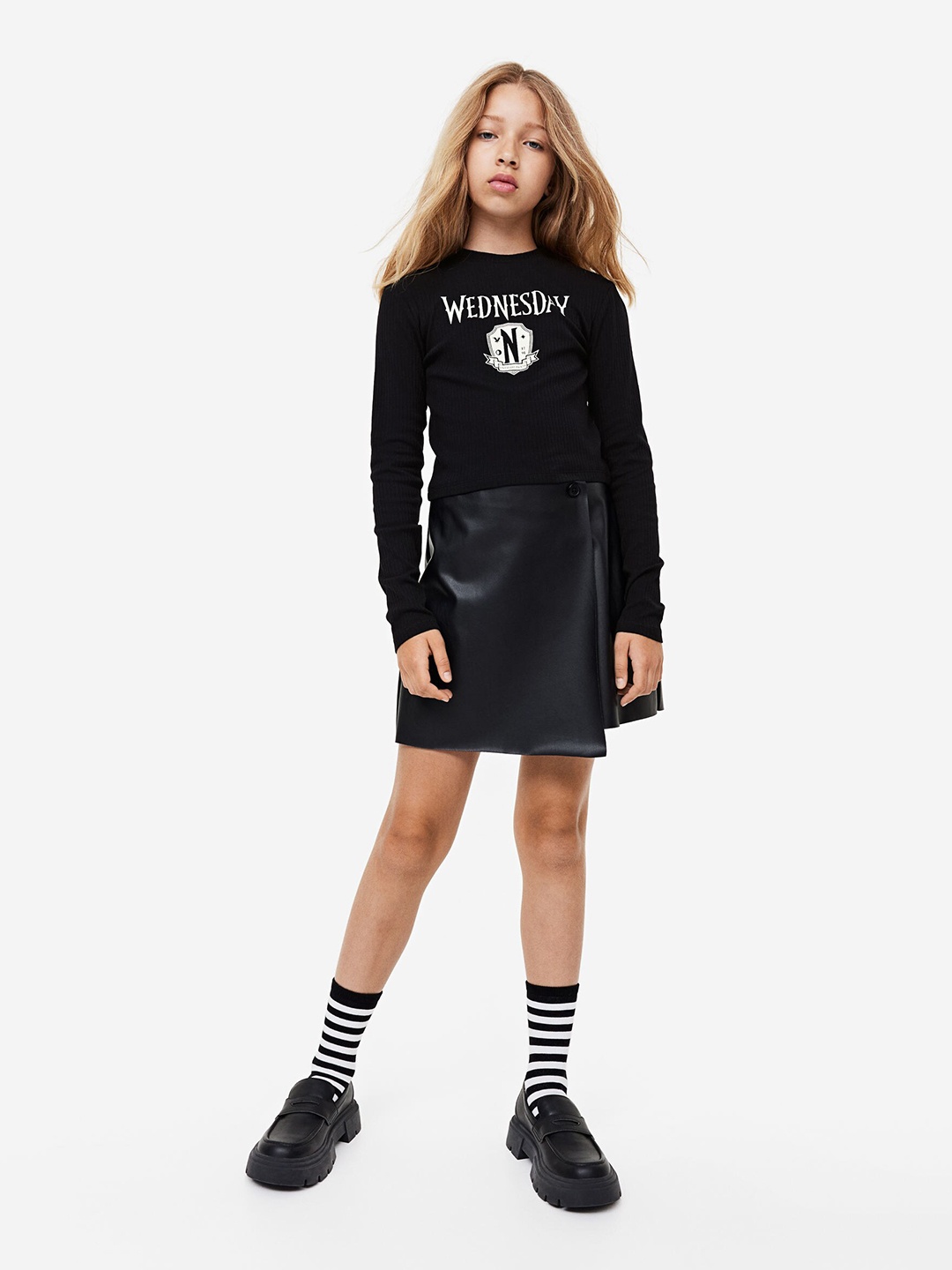 

H&M Girls Printed Jersey Top, Black