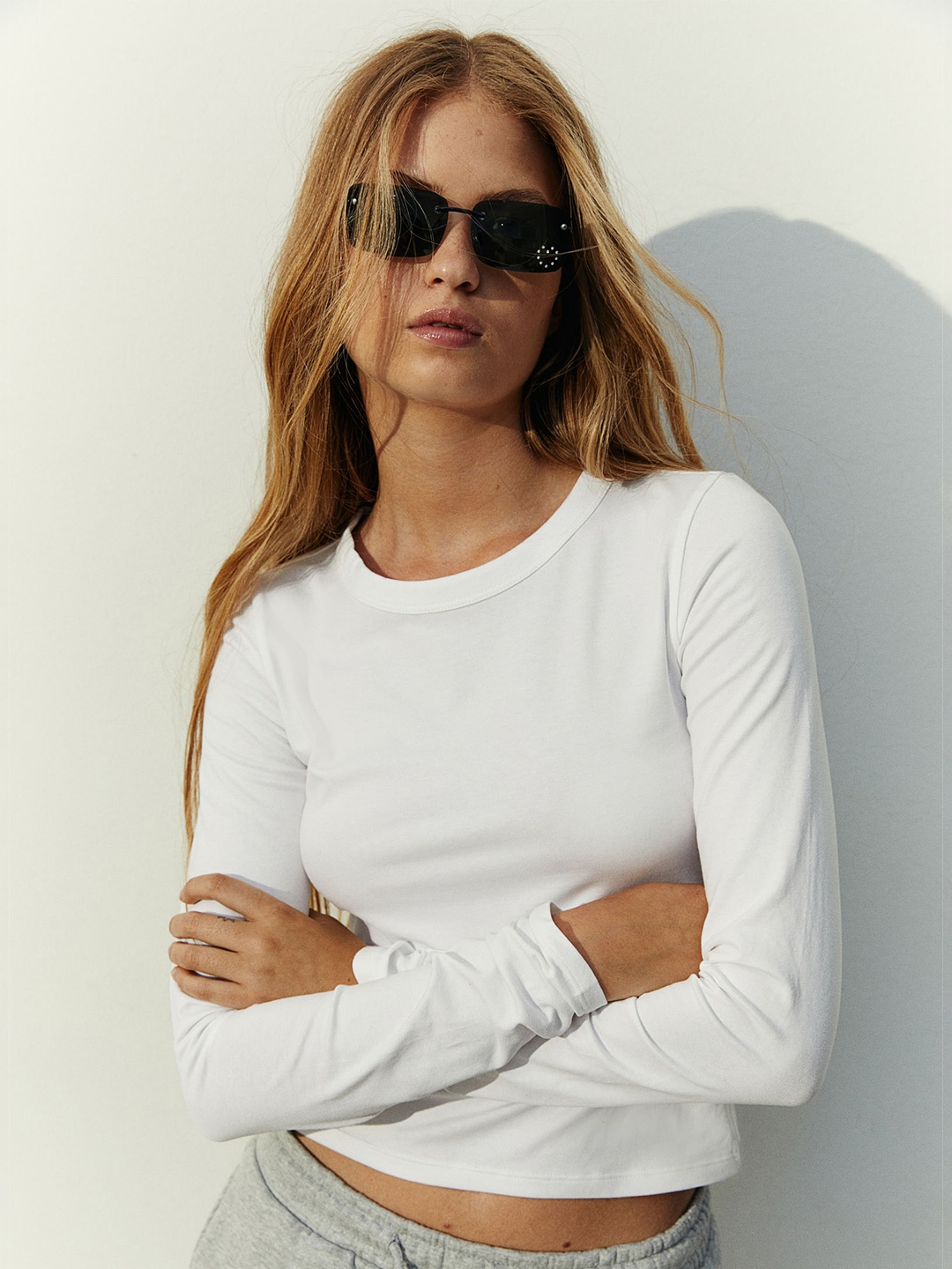 

H&M Long-Sleeved Top, White