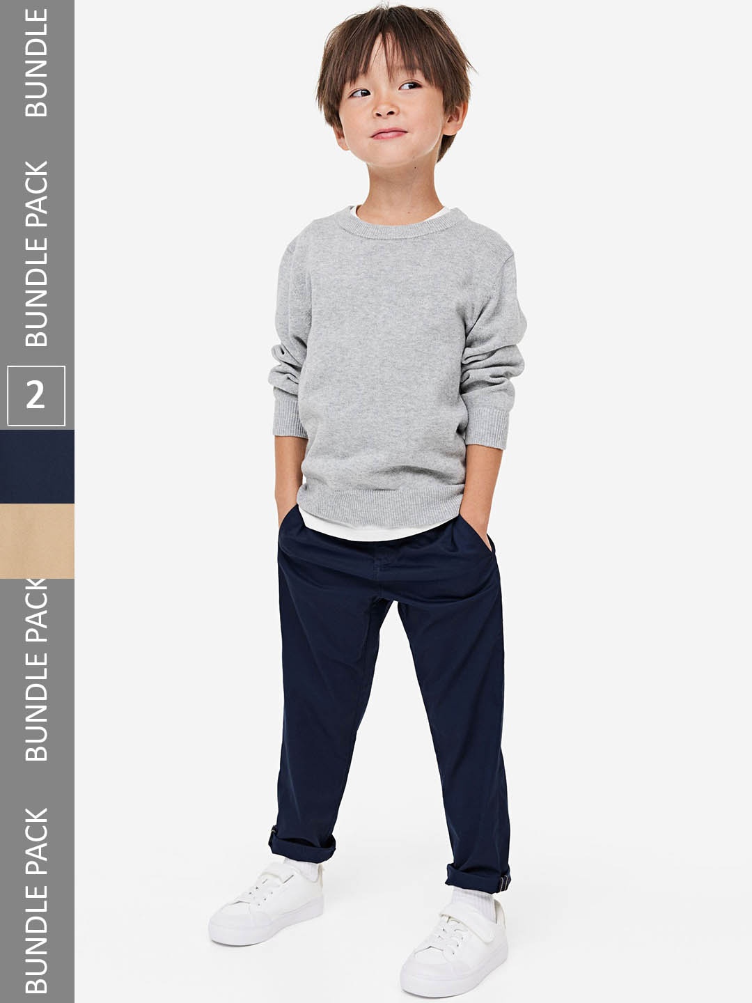 

H&M Boys 2-Pack Relaxed-Fit Chinos, Blue