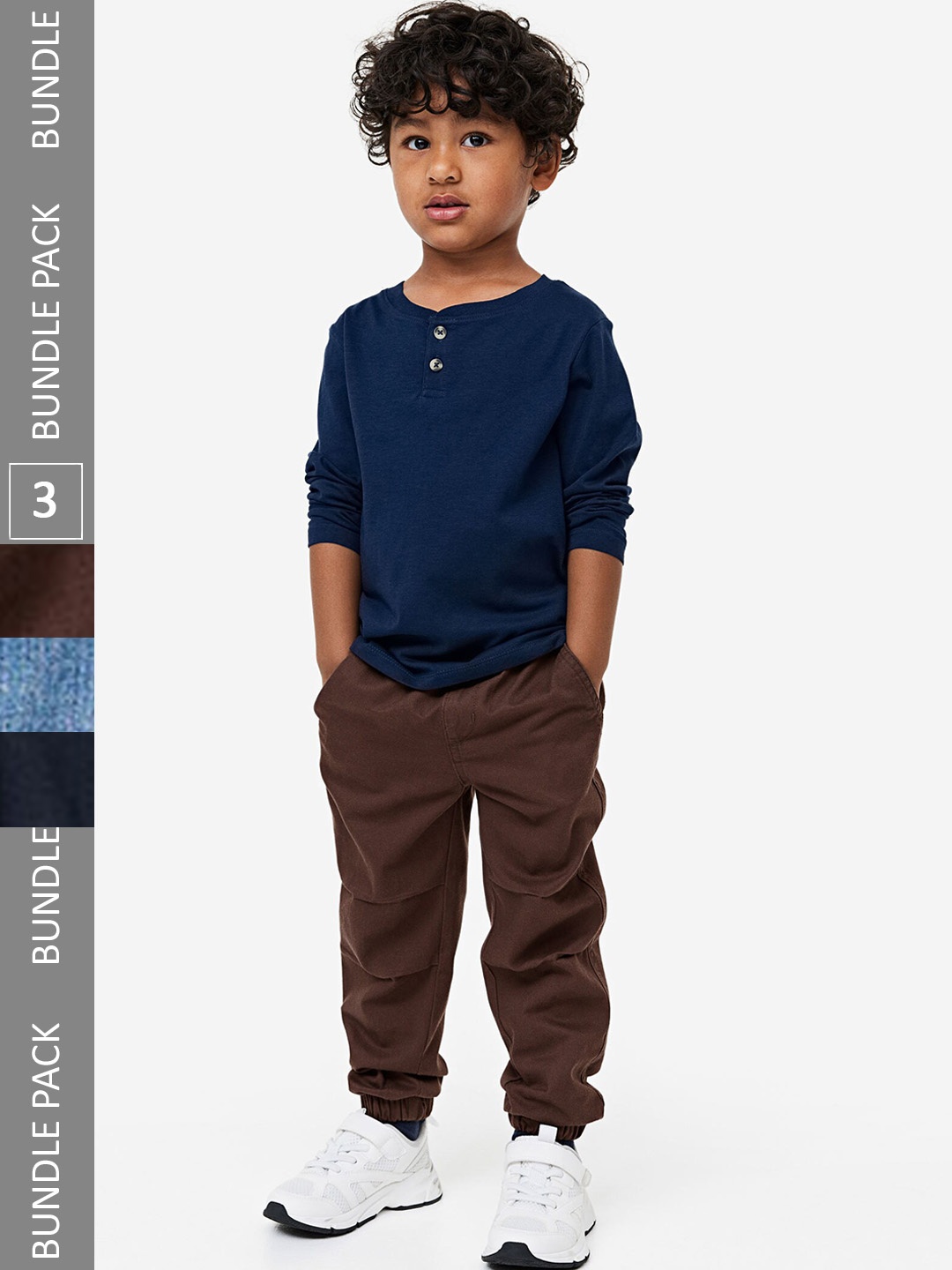 

H&M Boys 3-Pack Cotton Joggers, Brown