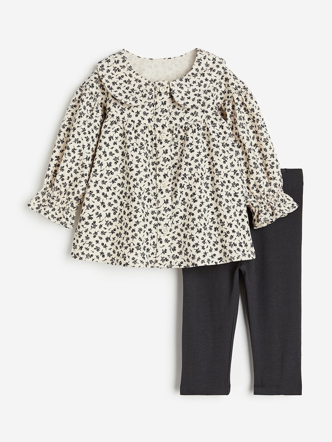 

H&M Girls 2-Piece Cotton Set, Beige