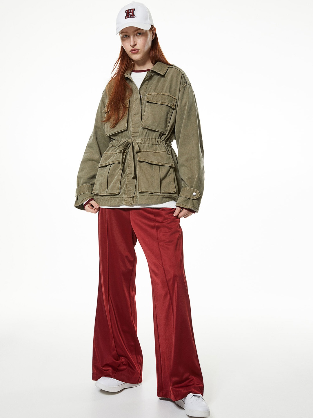 

H&M Pure Cotton Twill Utility Jacket, Green