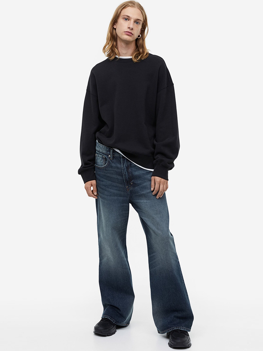 

H&M Bootcut Loose Jeans, Blue