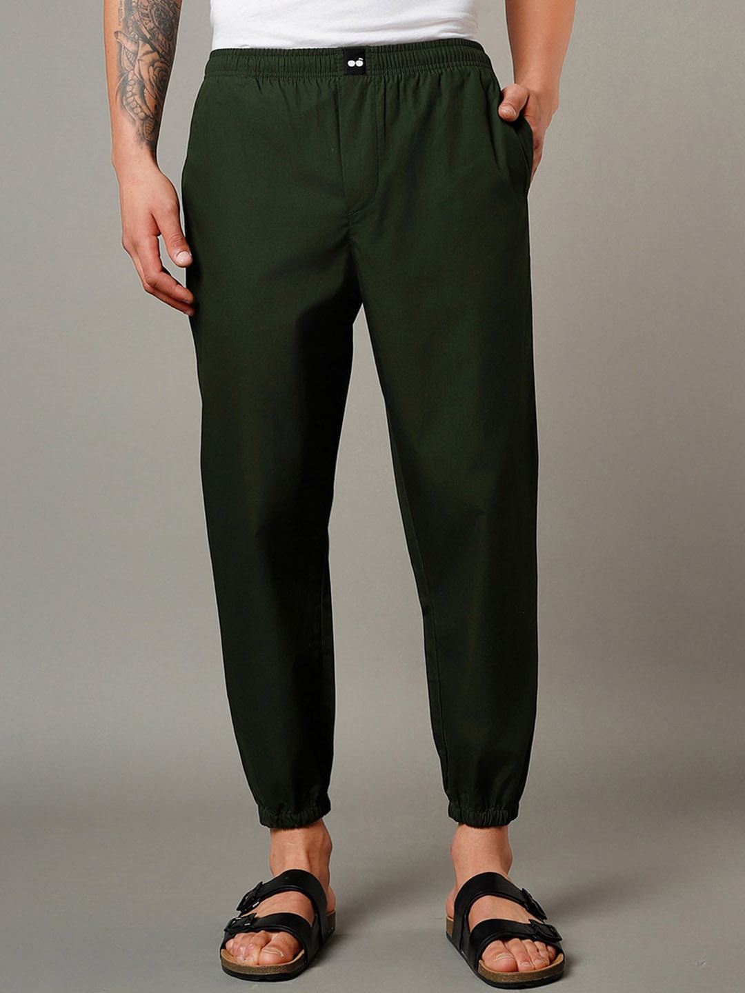 

Bewakoof Men's Mid-Rise Pure Cotton Pyjamas, Green