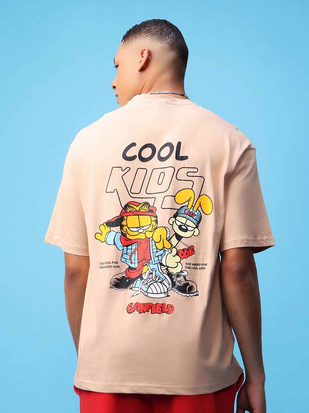

Bewakoof Official Garfield Merchandise Cool Kids Graphic Printed Oversized T-shirt, Brown