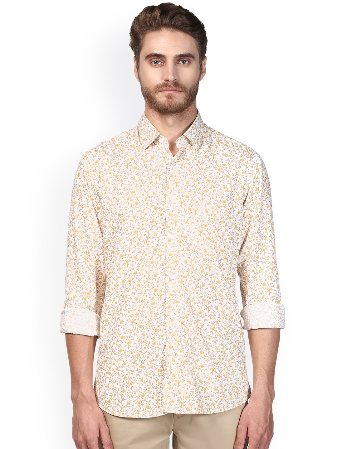 

ColorPlus Men Yellow Regular Fit Printed Casual Shirt