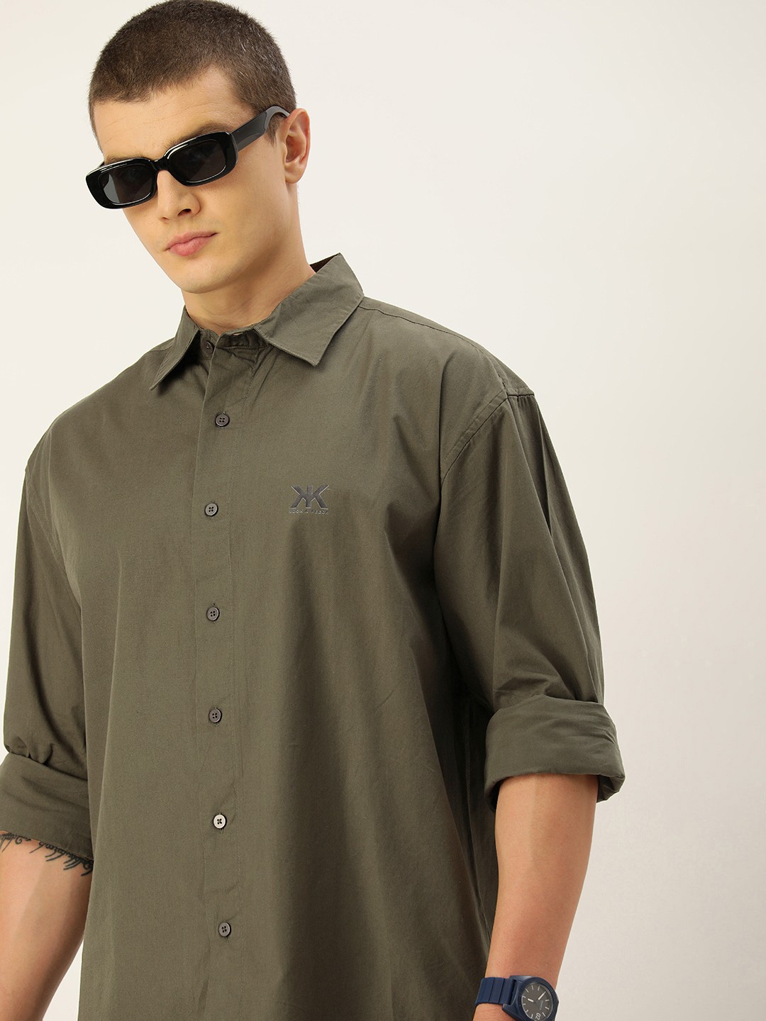 

Kook N Keech Men Relaxed Opaque Casual Shirt, Olive