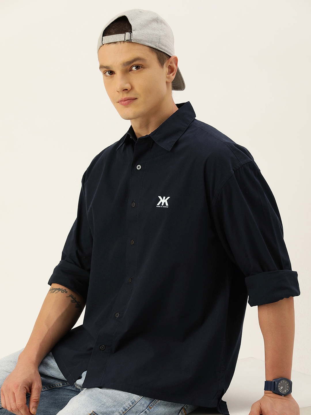 

Kook N Keech Men Relaxed Opaque Casual Shirt, Navy blue