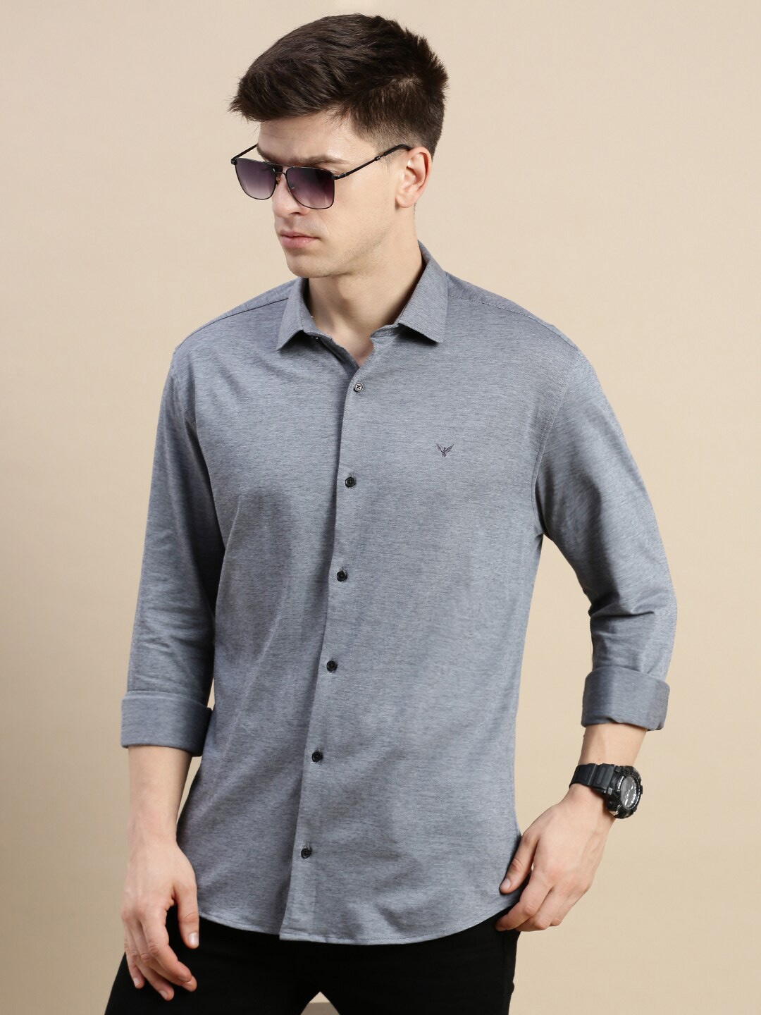 

SHOWOFF Comfort Slim Fit Spread Collar Cotton Casual Shirt, Grey