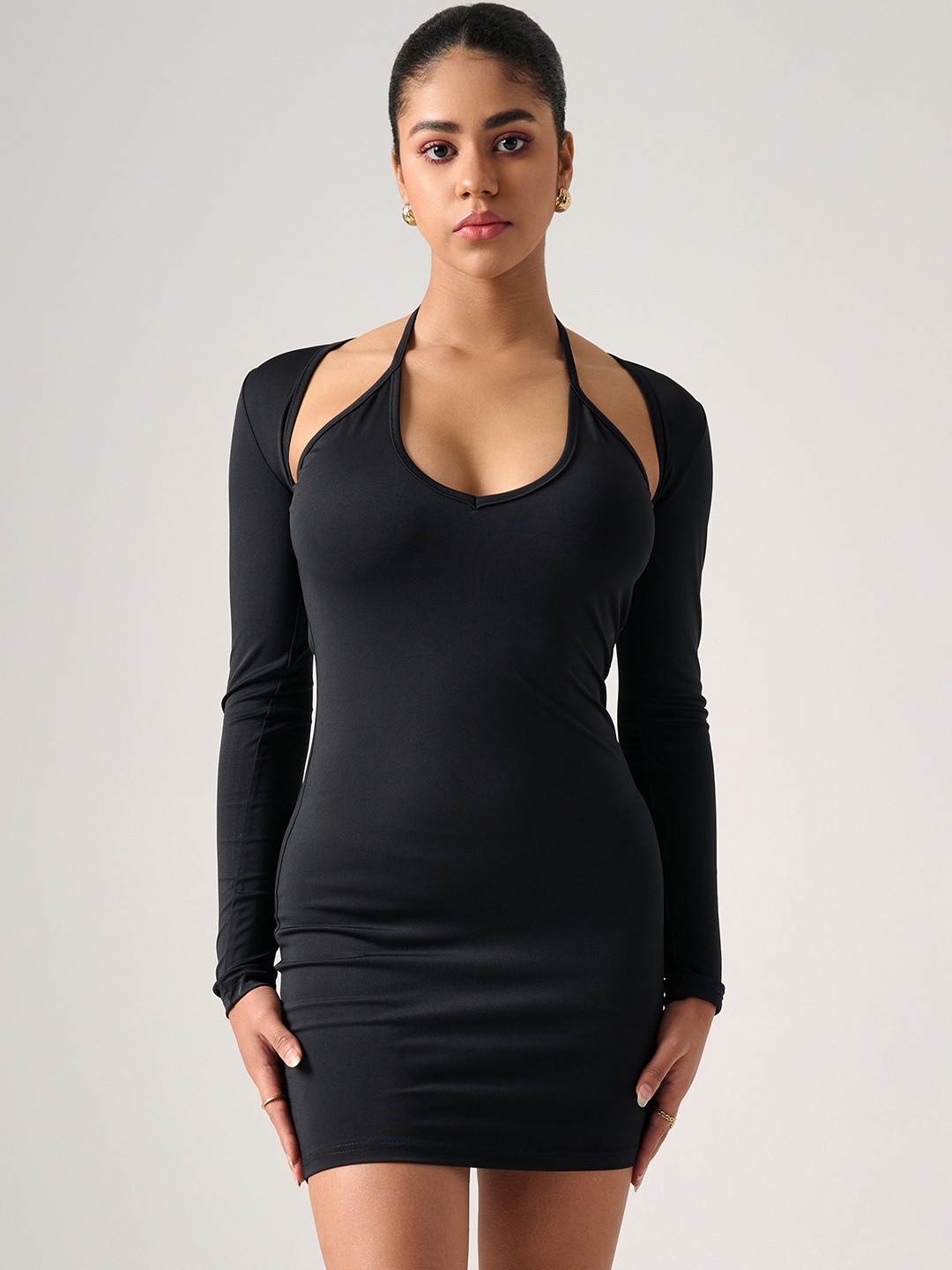 

Outcast Halter Neck Bodycon Mini Dress, Black