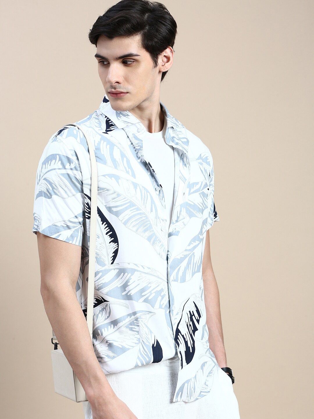 

SHOWOFF Standard Slim Fit Floral Printed Cotton Casual Shirt, White
