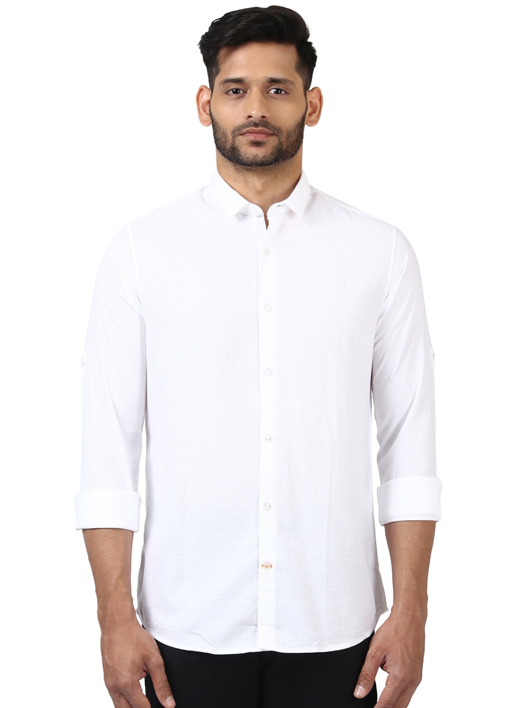 

ColorPlus Men White Contemporary Regular Fit Solid Casual Shirt