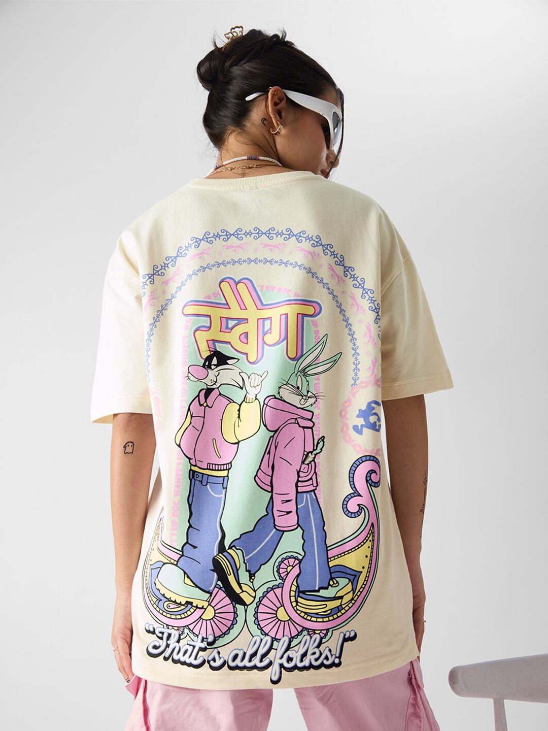 

The Souled Store Off White Looney Tunes Printed Cotton Oversized T-shirt