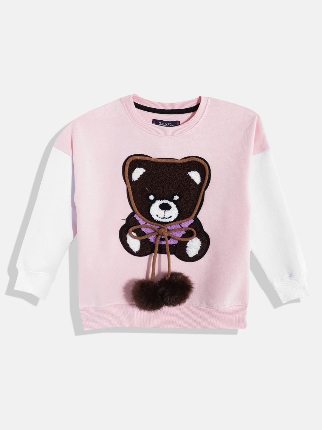 

White Snow Girls Applique Detail Sweatshirt, Pink