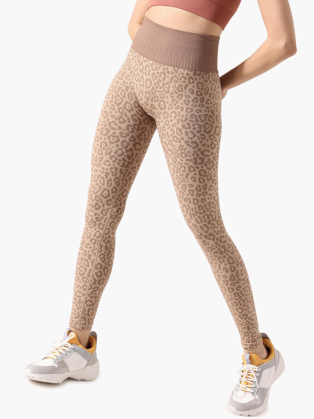 

Virgio Women Animal Printed Ankle-Length Rapid-Dry Gym Tights, Beige