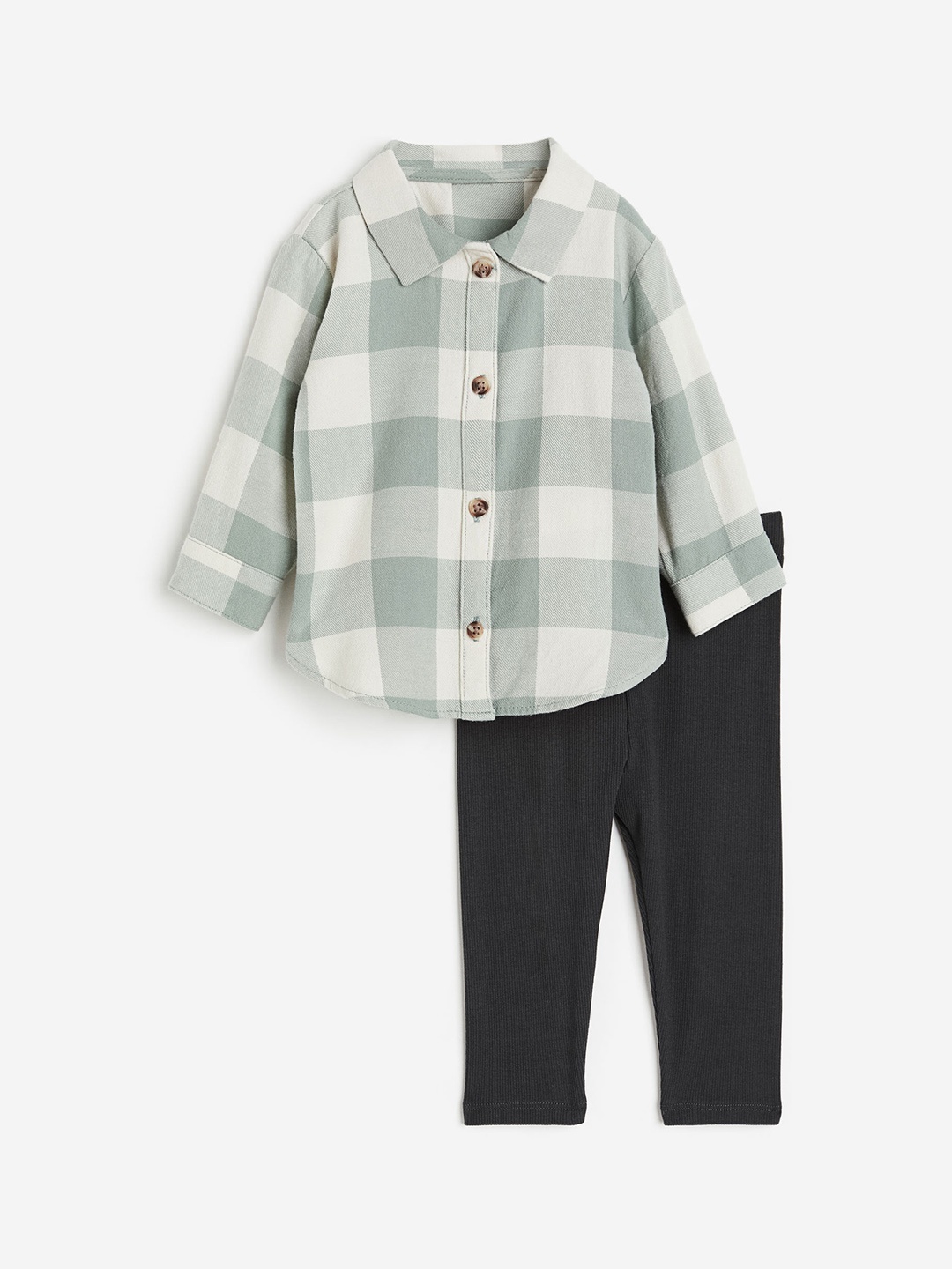 

H&M Boys 2-Piece Shirt and Leggings Set, Green