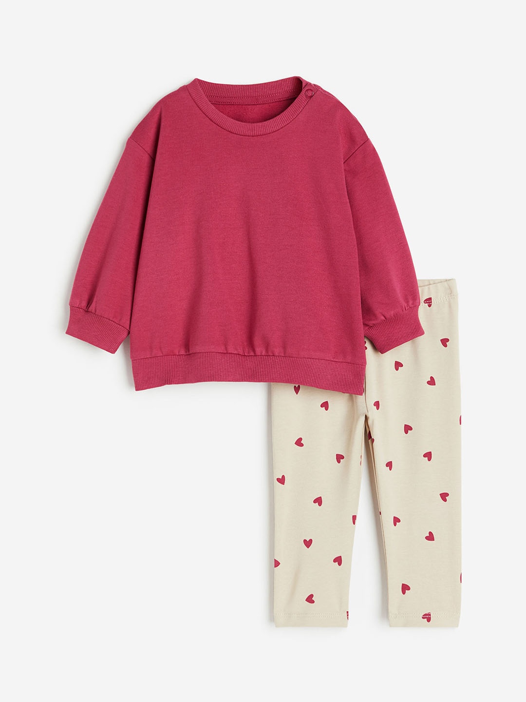 

H&M Girls Pure Cotton 2-Piece Sweatshirt & Leggings Set, Pink