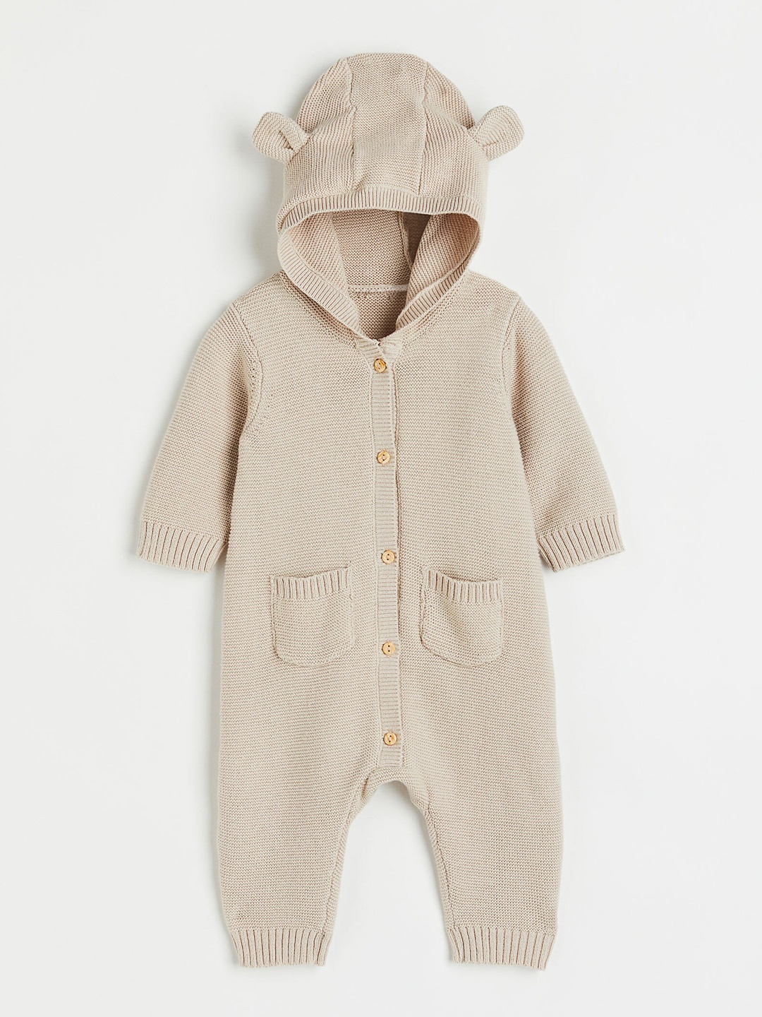 

H&M Infant Boys Knitted Cotton All-In-One Jumpsuit, Beige