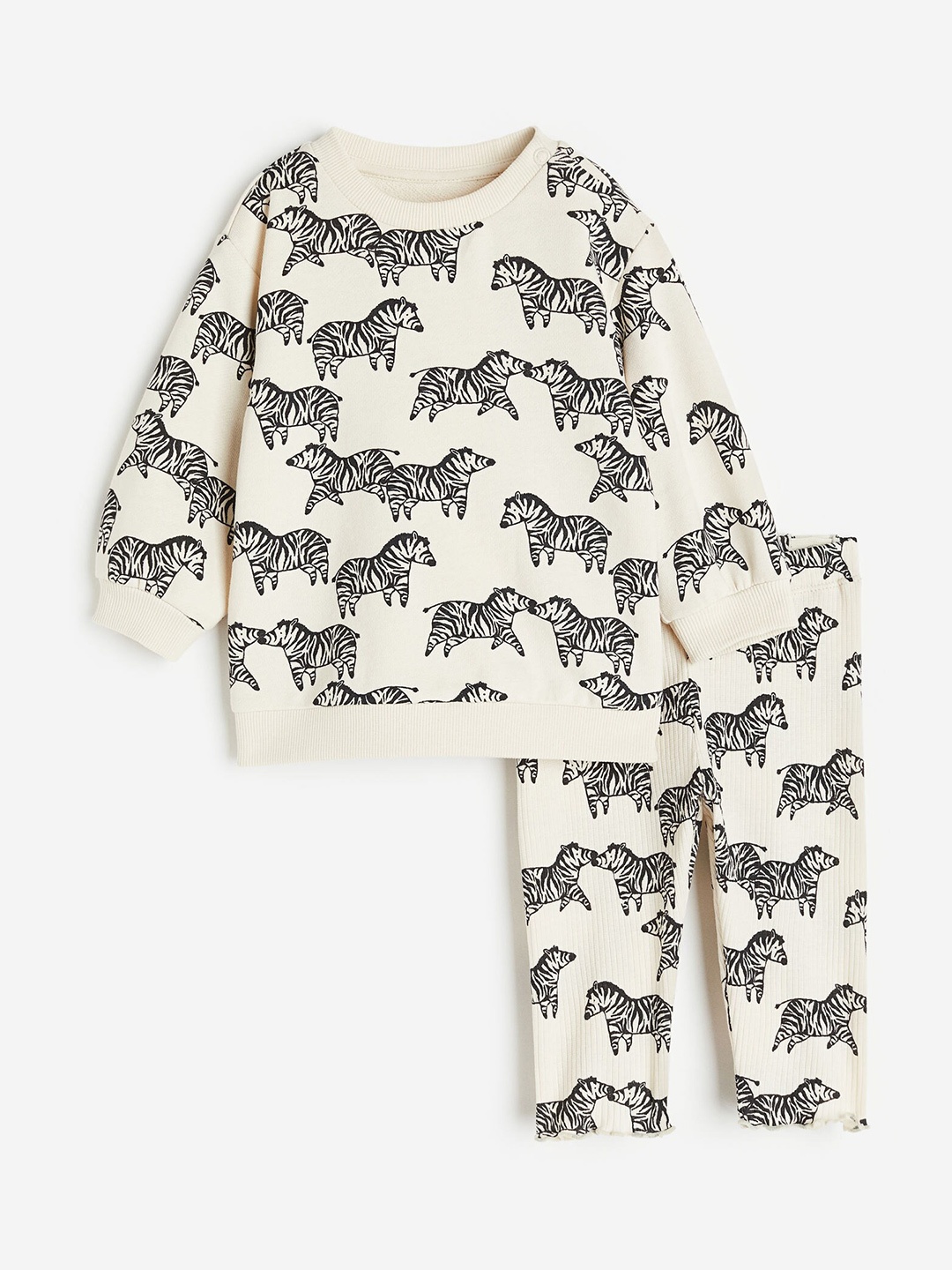 

H&M Girls 2-Piece Sweatshirt & Leggings Set, White