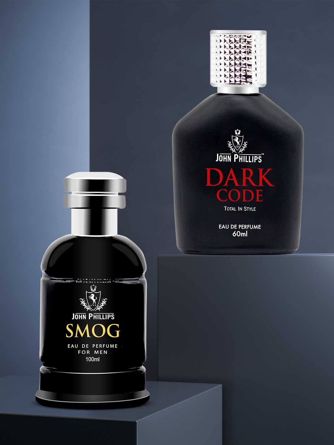 

JOHN PHILLIPS Men Luxury Set Of 2 Smog Eau De Parfum 100ml & Dark Code Eau De Parfum 60ml, Black