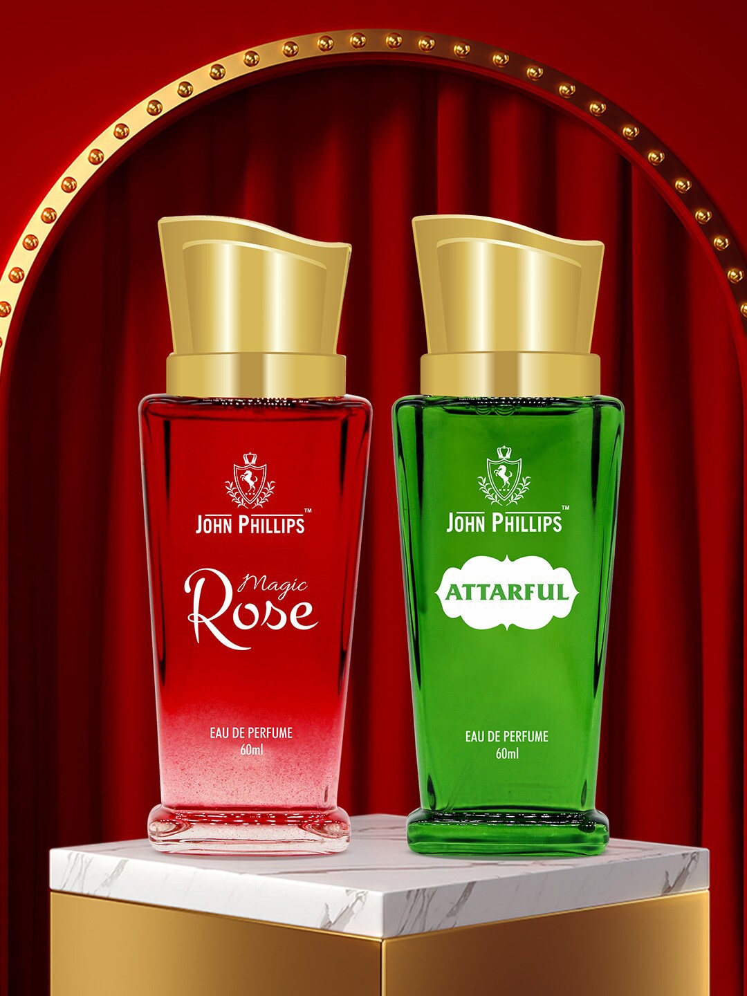 

JOHN PHILLIPS Women Set Of 2 Luxury Magic Rose & Attarful Eau De Parfum 60ml Each, Red