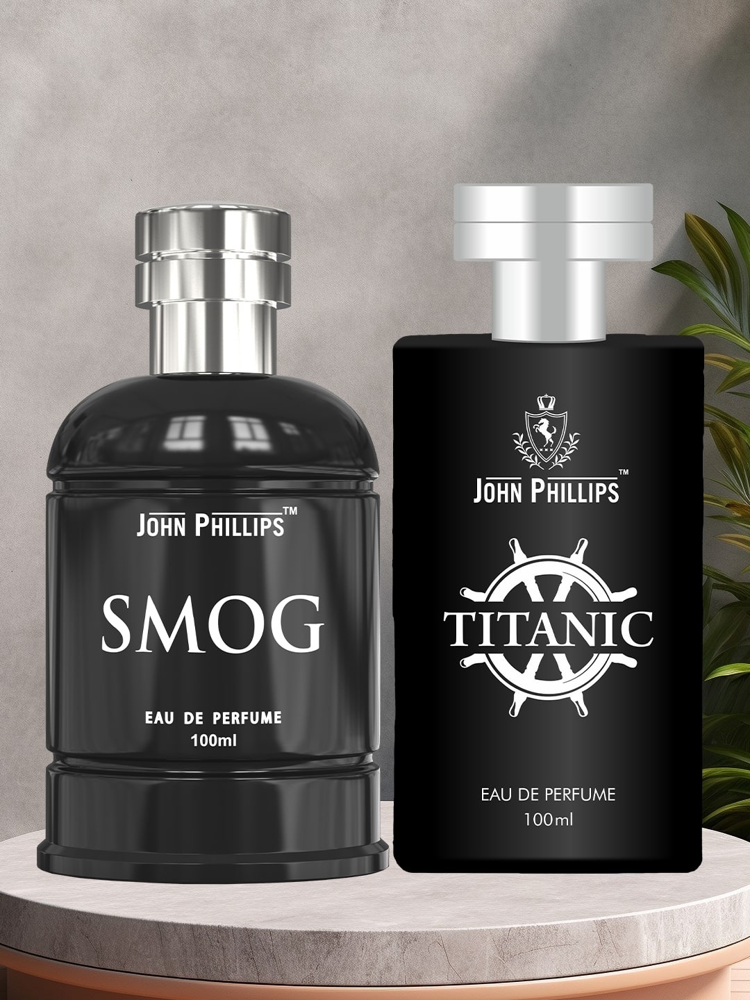 

JOHN PHILLIPS Men Set Of 2 Luxury Smog & Titanic Eau De Parfum 100ml Each, Black