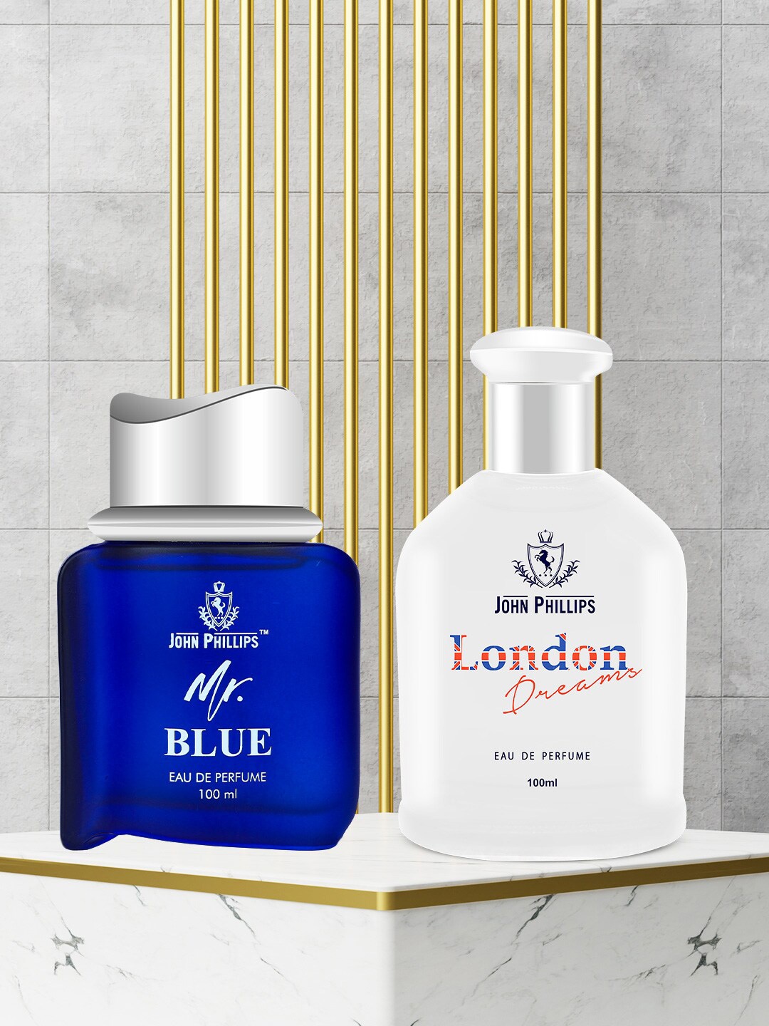 

JOHN PHILLIPS Men Set Of 2 Luxury Mr Blue & London Dreams Eau De Parfum 100ml Each, White