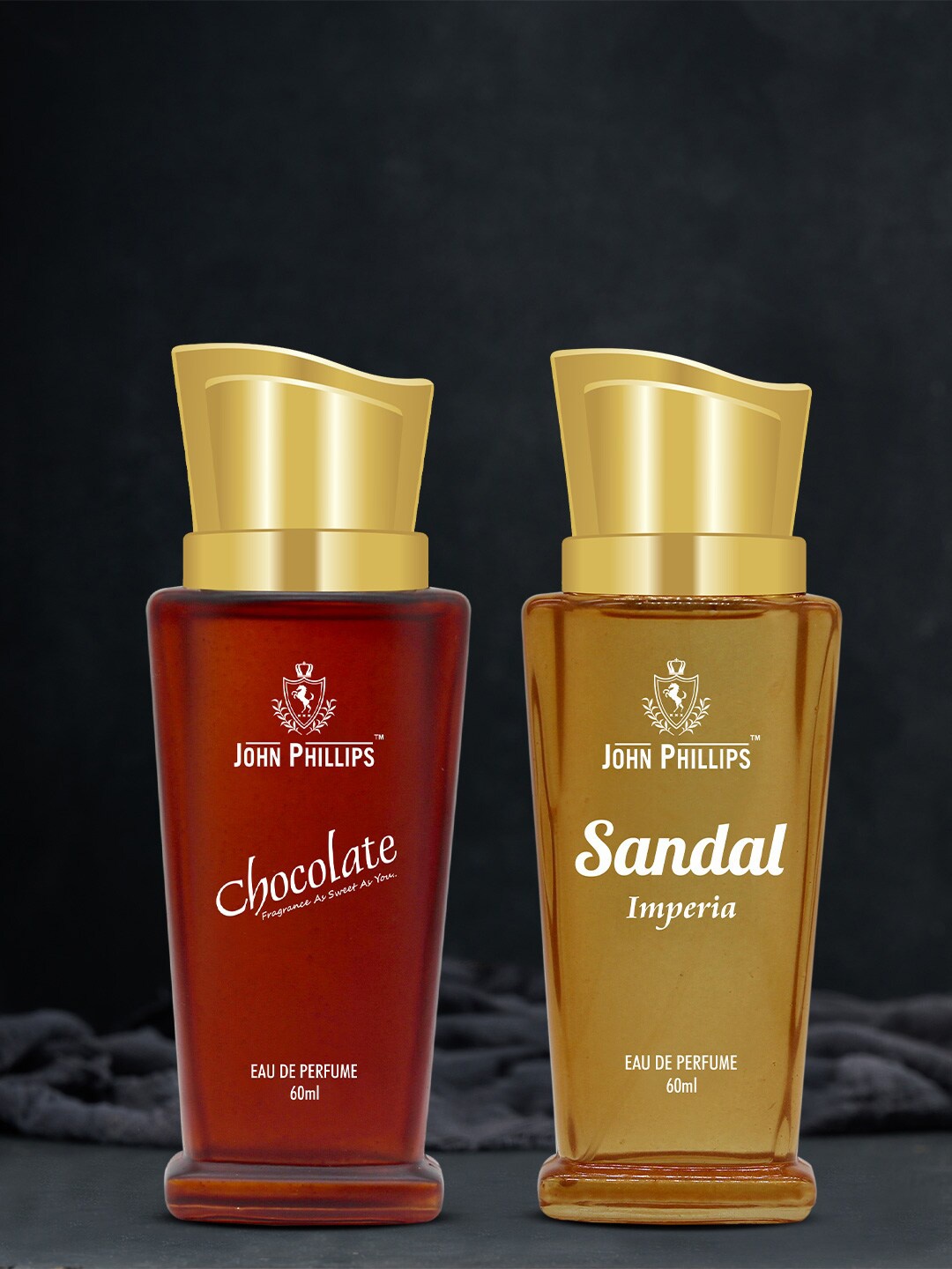 

JOHN PHILLIPS Set of 2 Luxury Sandal & Chocolate Eau De Perfume 60ml Each, Gold