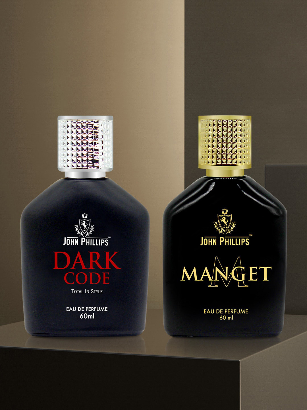 

JOHN PHILLIPS Men Set of 2 Luxury Perfume Magnet & Dark Code Eau De Perfume 60ml each, Black