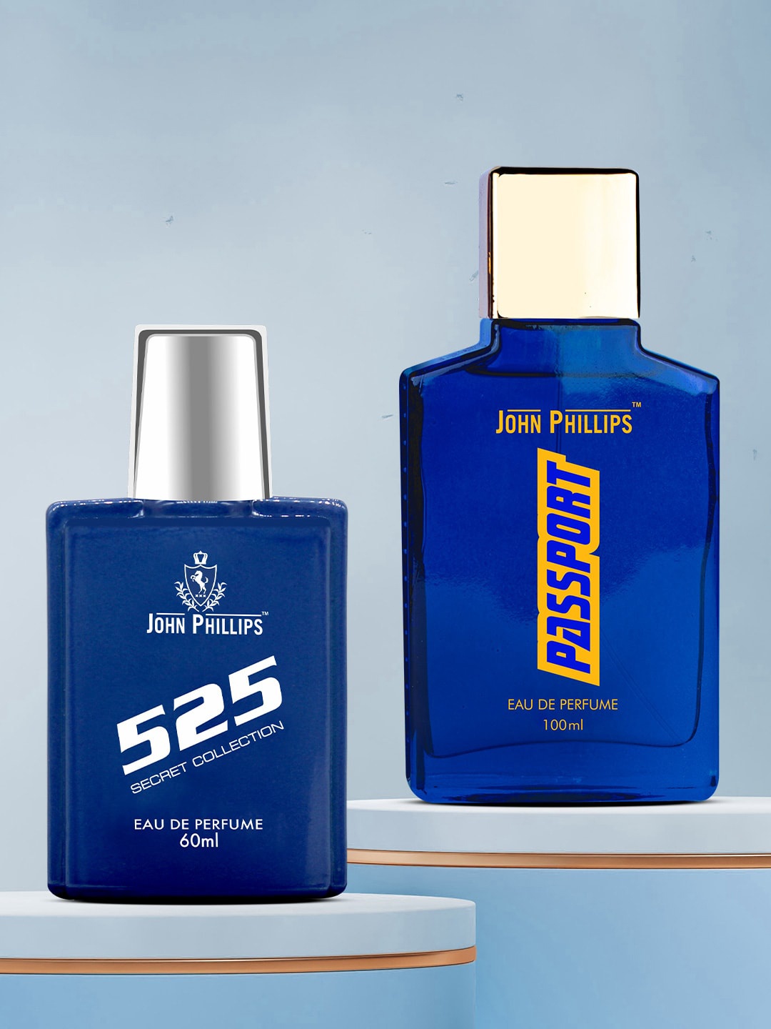 

JOHN PHILLIPS Men Luxury Set Of 2 525 Eau De Parfum -60ml & Passport Eau De Parfum - 100ml, Blue