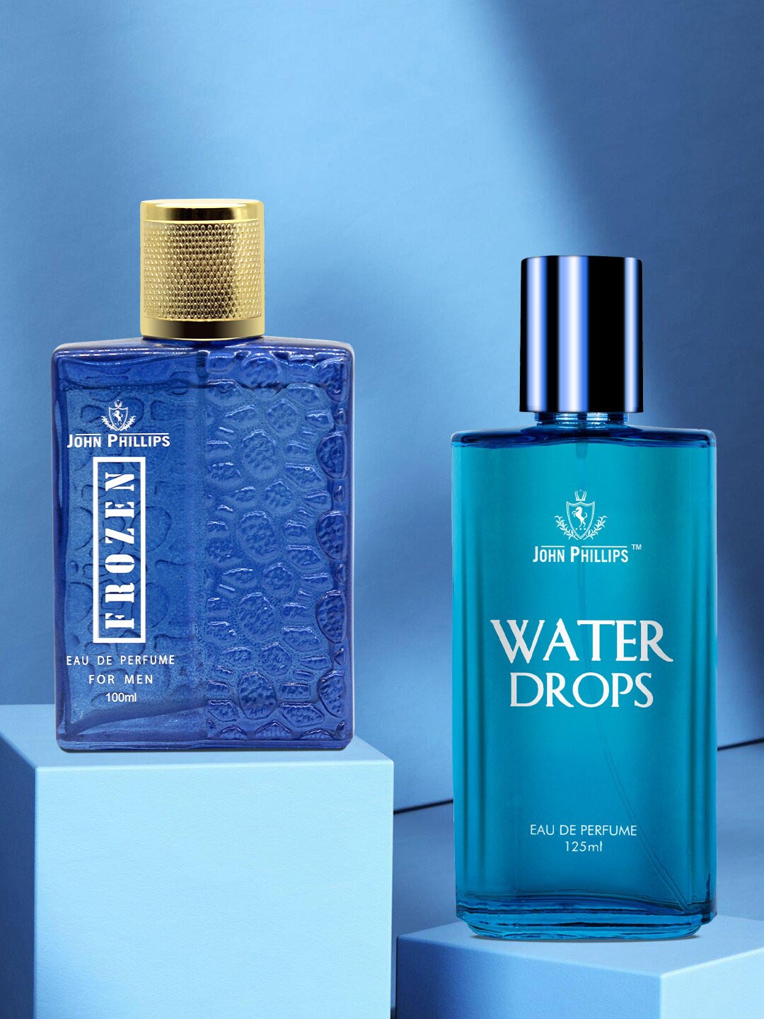 

JOHN PHILLIPS Men Set Of 2 Water Drops 125ml & Frozen Eau De Perfumes 100ml, Blue