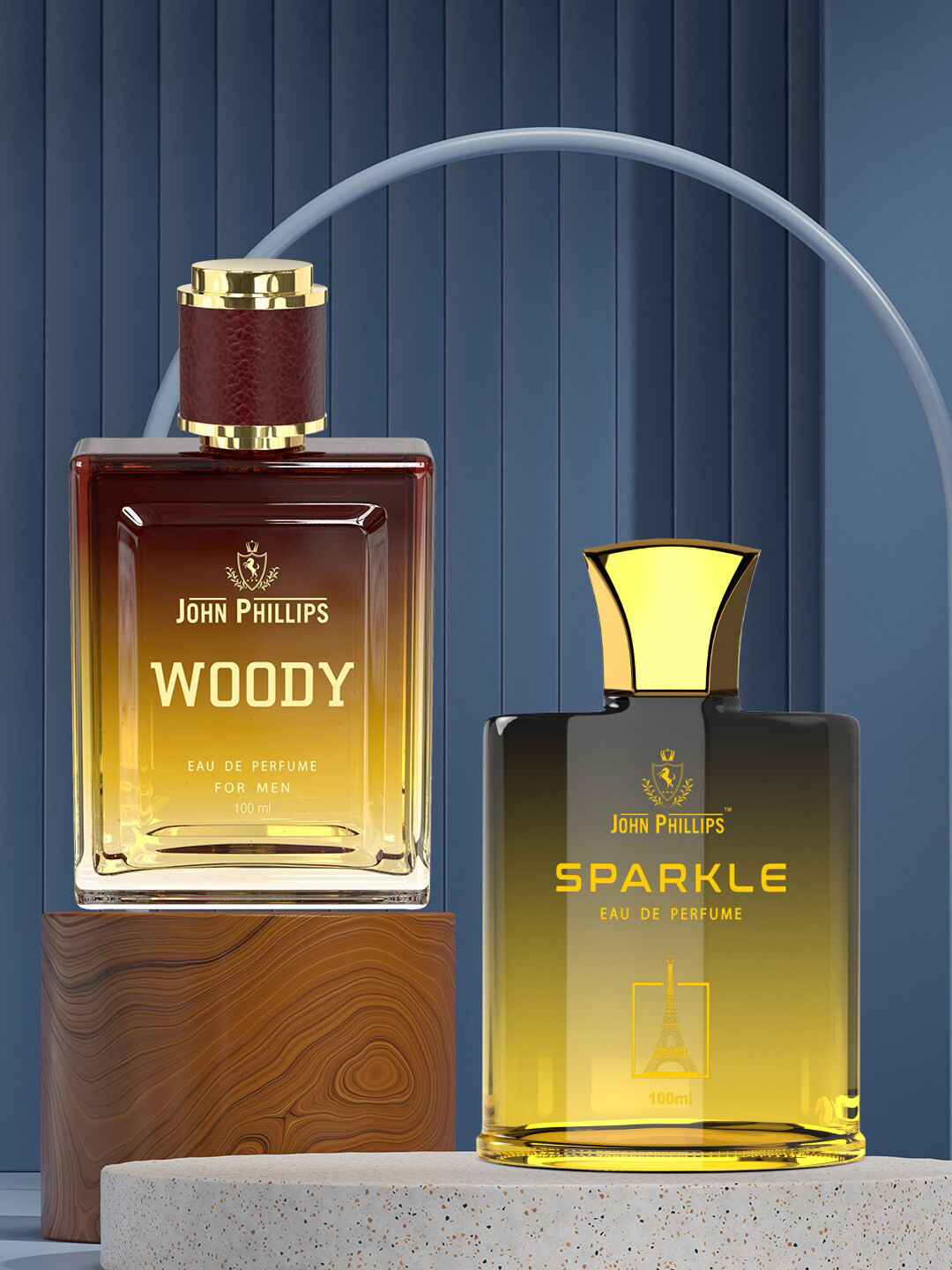 

JOHN PHILLIPS Men Set Of 2 Luxury Woody & Sparkle Eau De Perfume 100ml Each, Brown