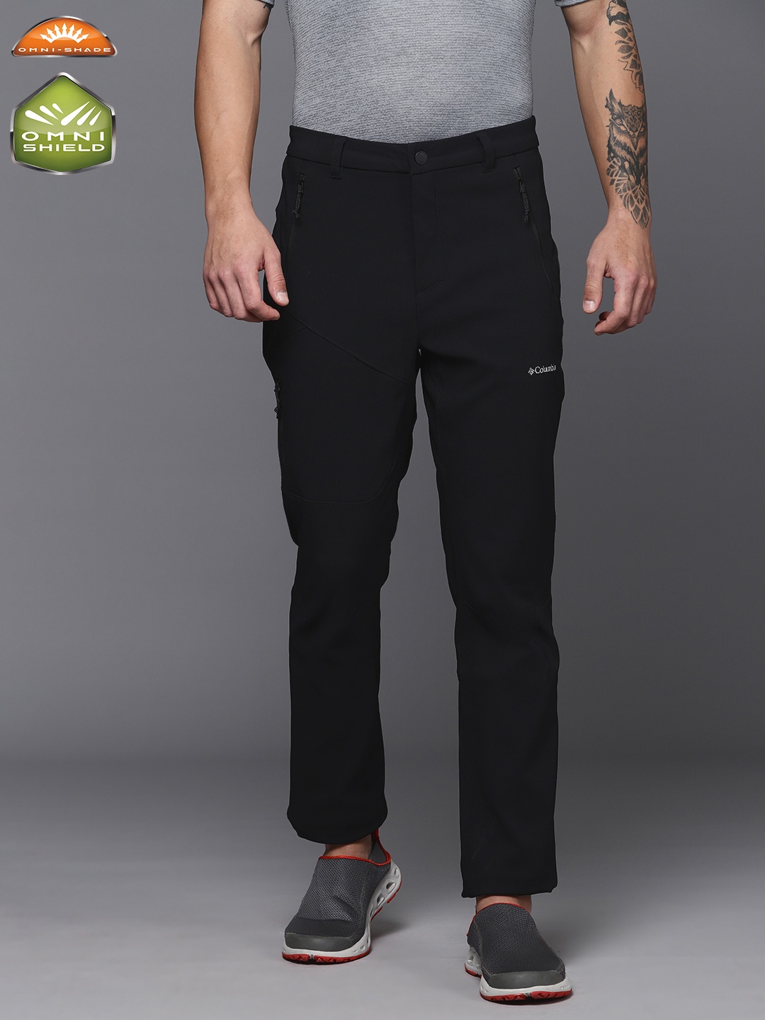 

Columbia Men Comfort Solid Mid-Rise Regular Fit Trousers, Black