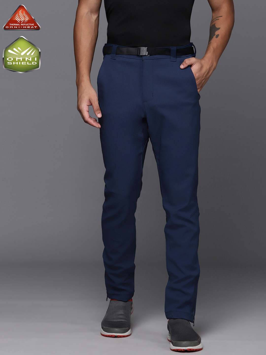 

Columbia Men Comfort Solid Mid-Rise Regular Fit Trousers, Blue