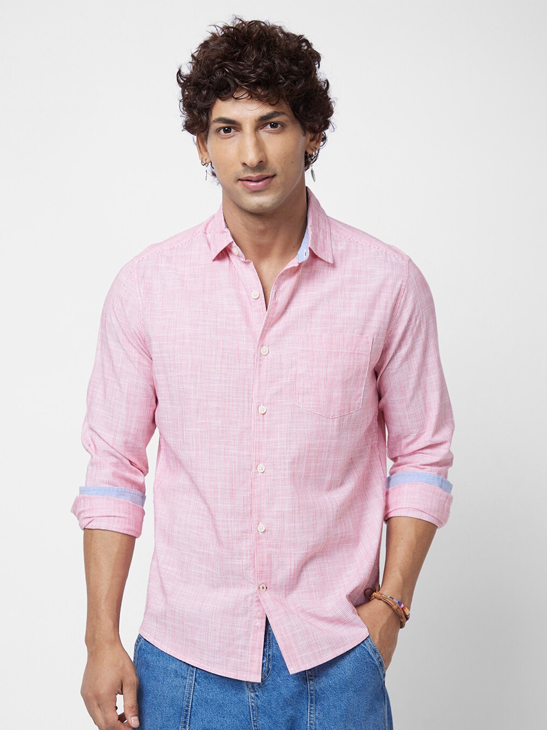 

VASTRADO Spread Collar Regular Fit Cotton Casual Shirt, Pink