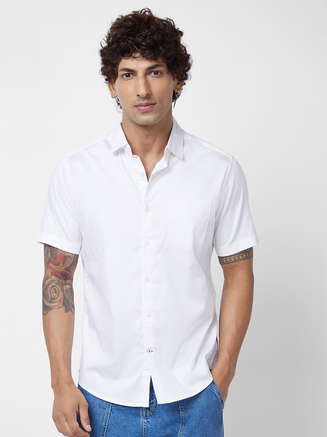 

VASTRADO Spread Collar Regular Fit Cotton Casual Shirt, White