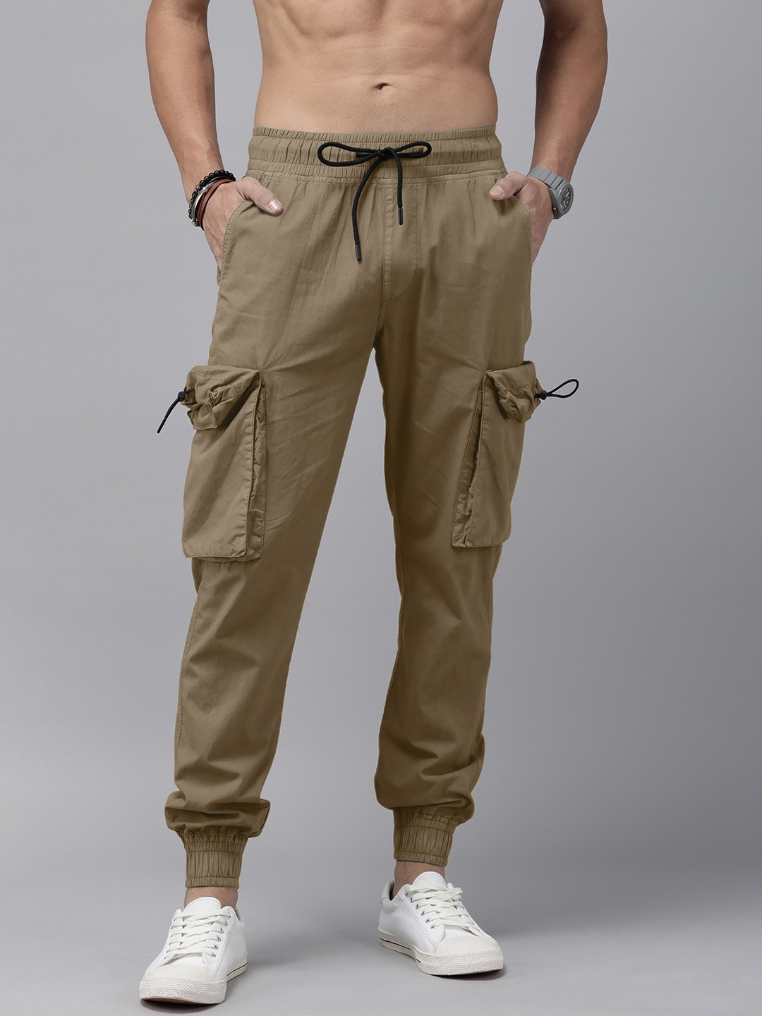 

Roadster Men Brown Pure Cotton Cargo Jogger