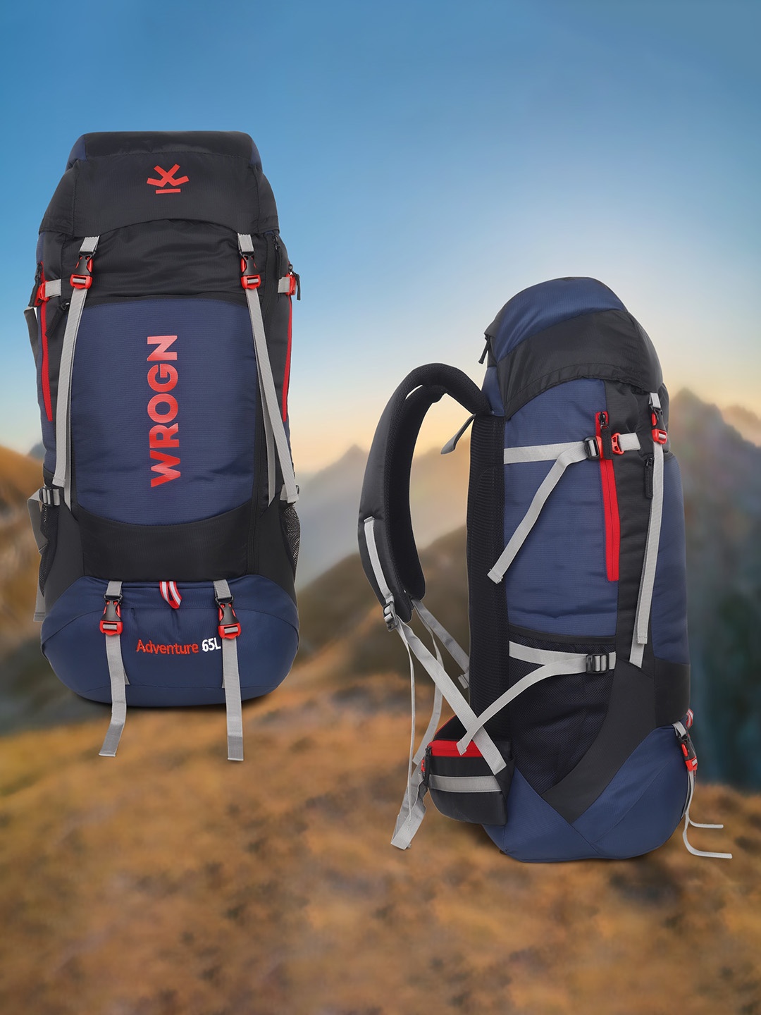 

WROGN Unisex Colourblocked Waterproof Rucksack, Navy blue