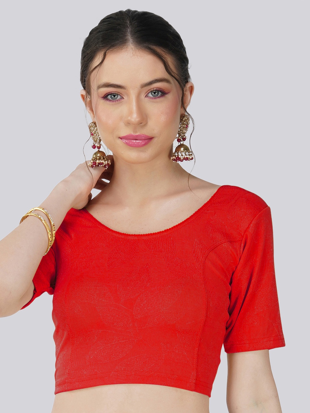 

Fressia Fabrics Stretchable Saree Blouse, Red