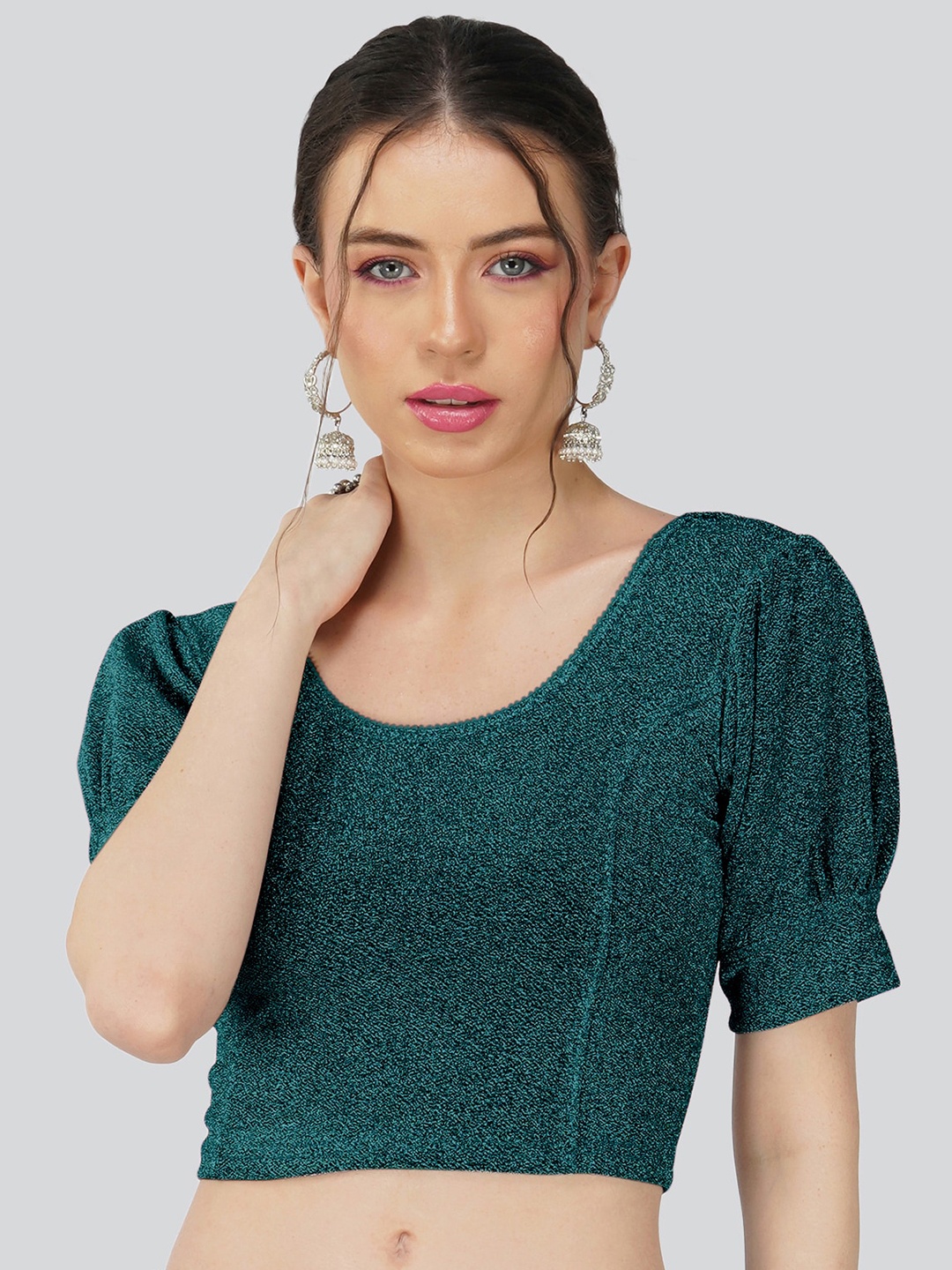 

Fressia Fabrics Self Design Saree Blouse, Blue