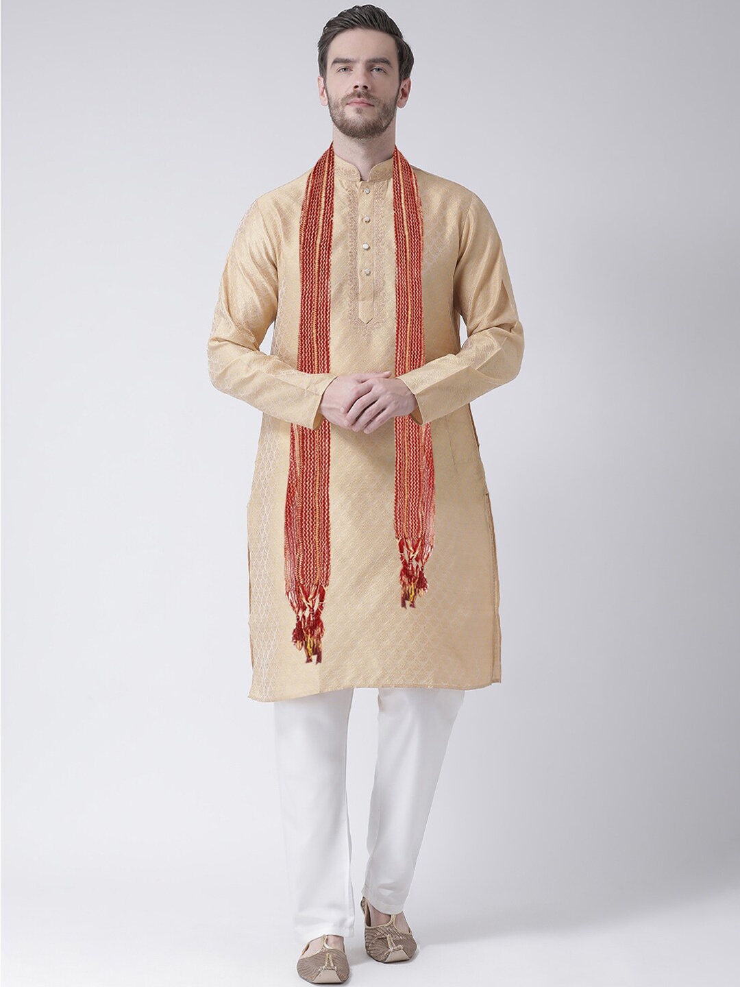 

SG LEMAN Woven Design Thread Work Jacquard Kurta with Pyjamas & With Dupatta, Gold