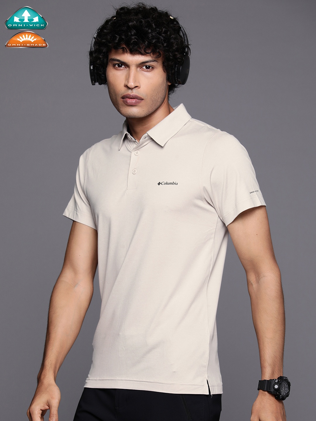 

Columbia Men Tech Trail Polo Collar Slim Fit Trekking-Hiking Polo Tshirt, Beige