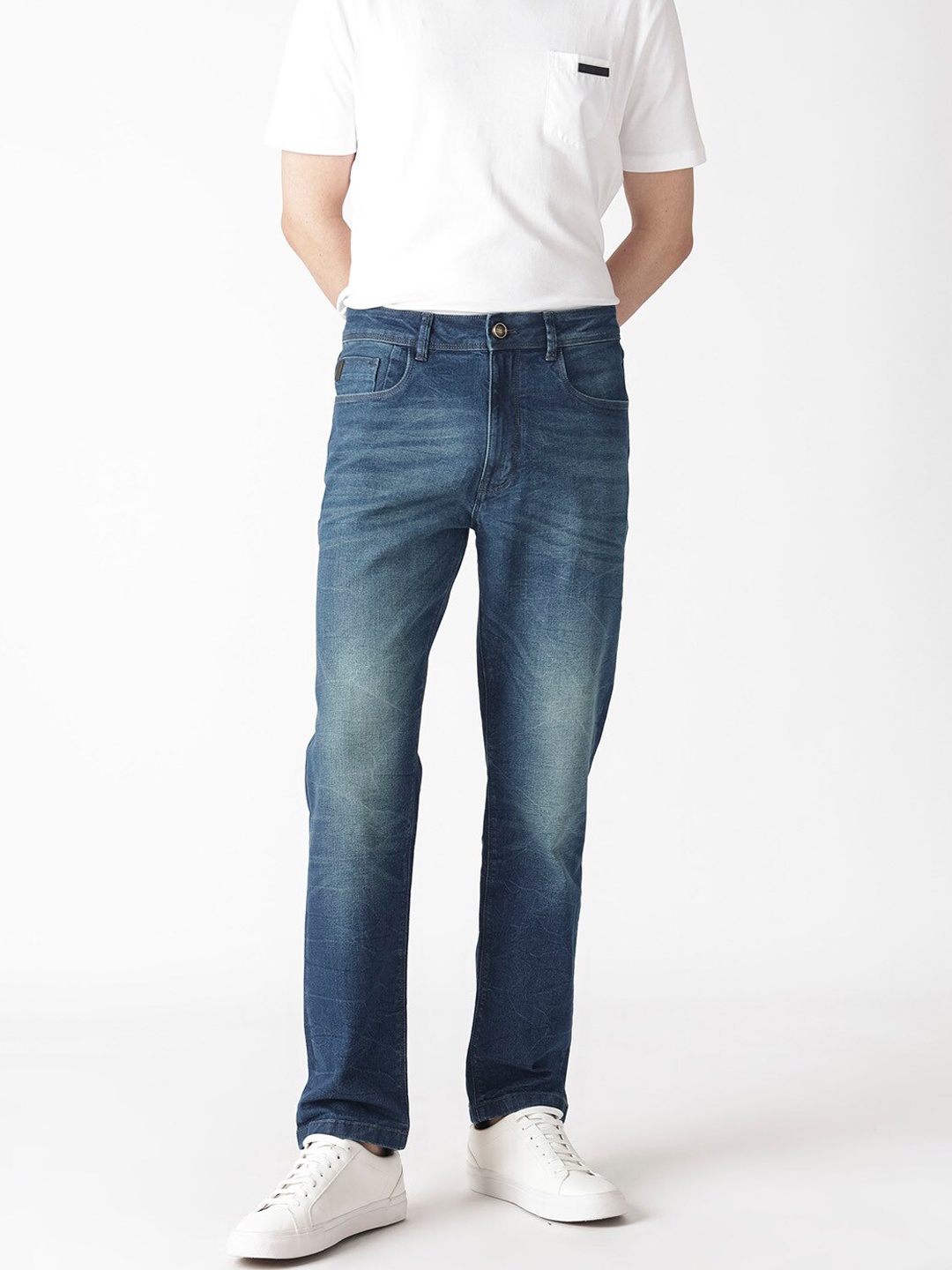 

RARE RABBIT Men Dunker Regular Fit Stretchable Jeans, Navy blue
