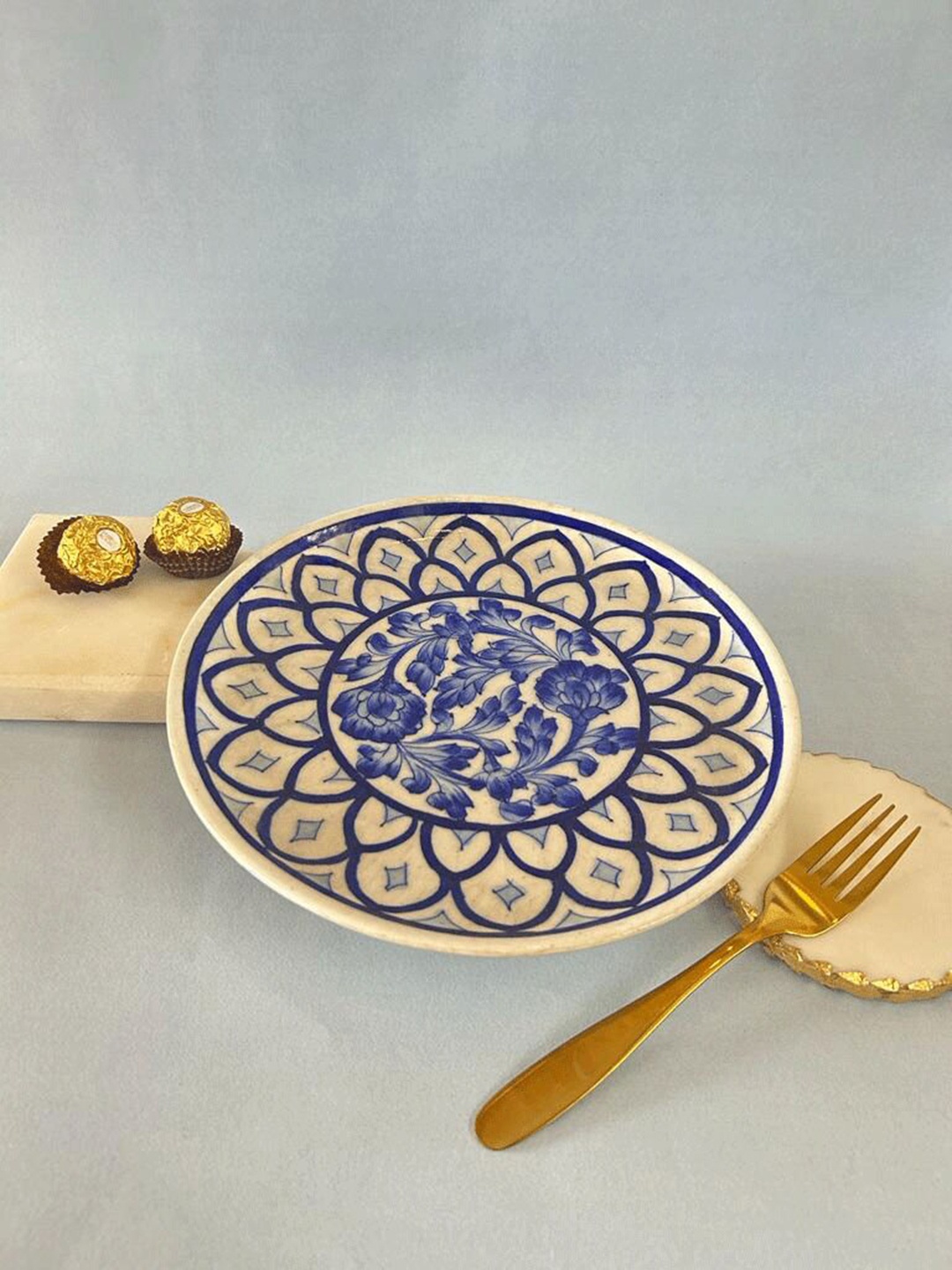 

Folkstorys Blue Printed Ceramic Serving Tray