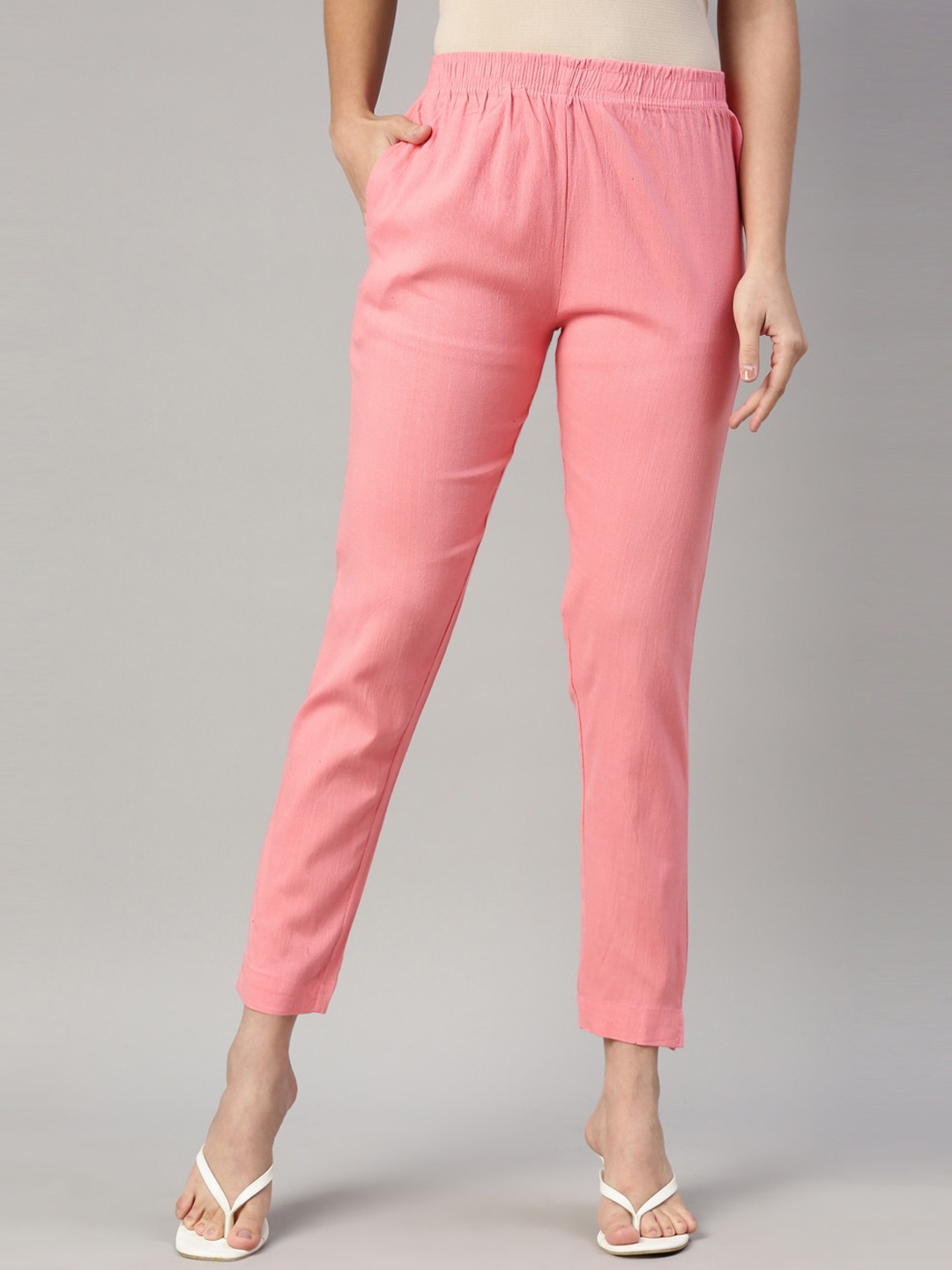 

GOLDSTROMS Women Mid Rise Trousers, Pink