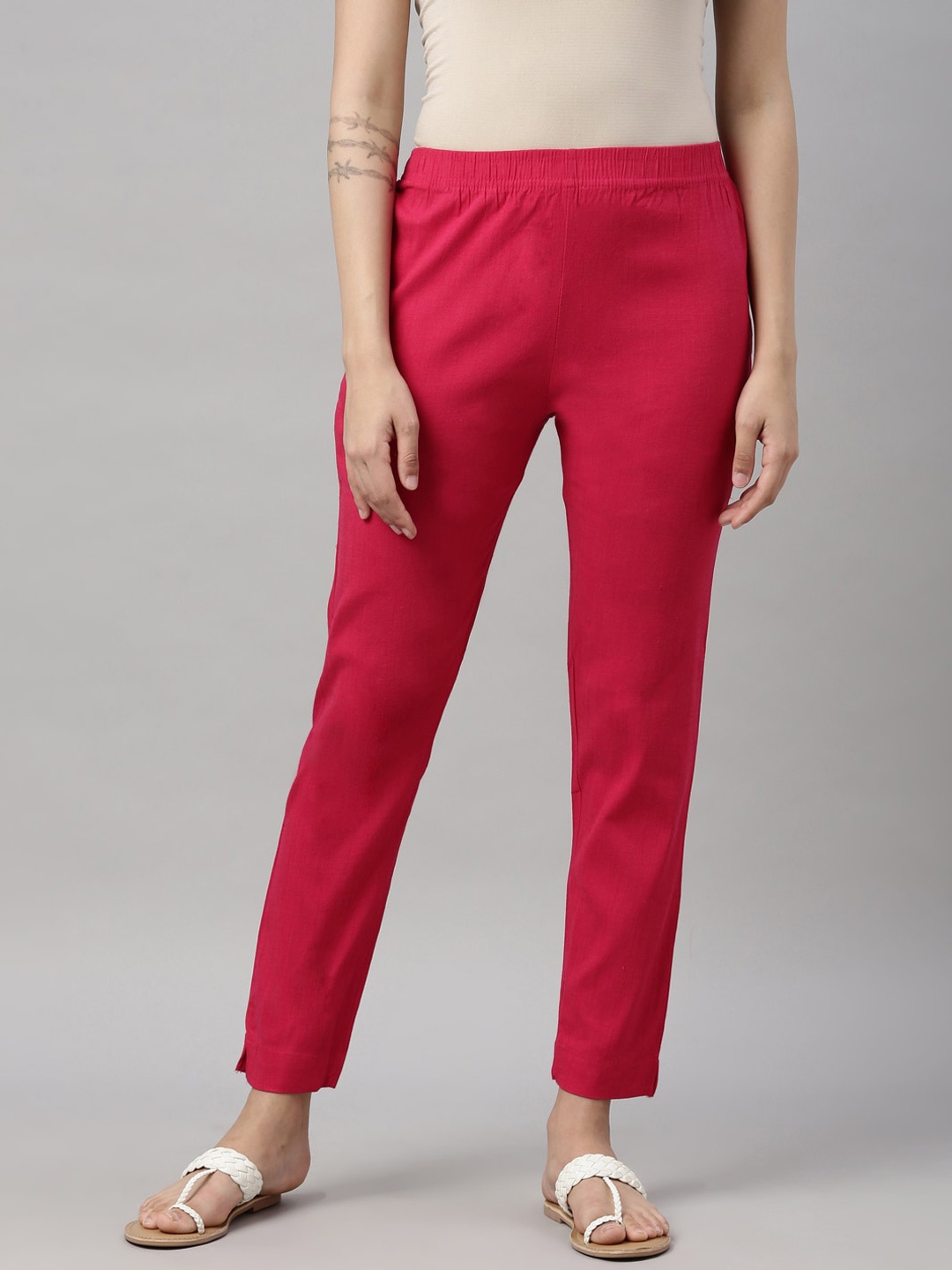 

GOLDSTROMS Women Mid Rise Trousers, Fuchsia