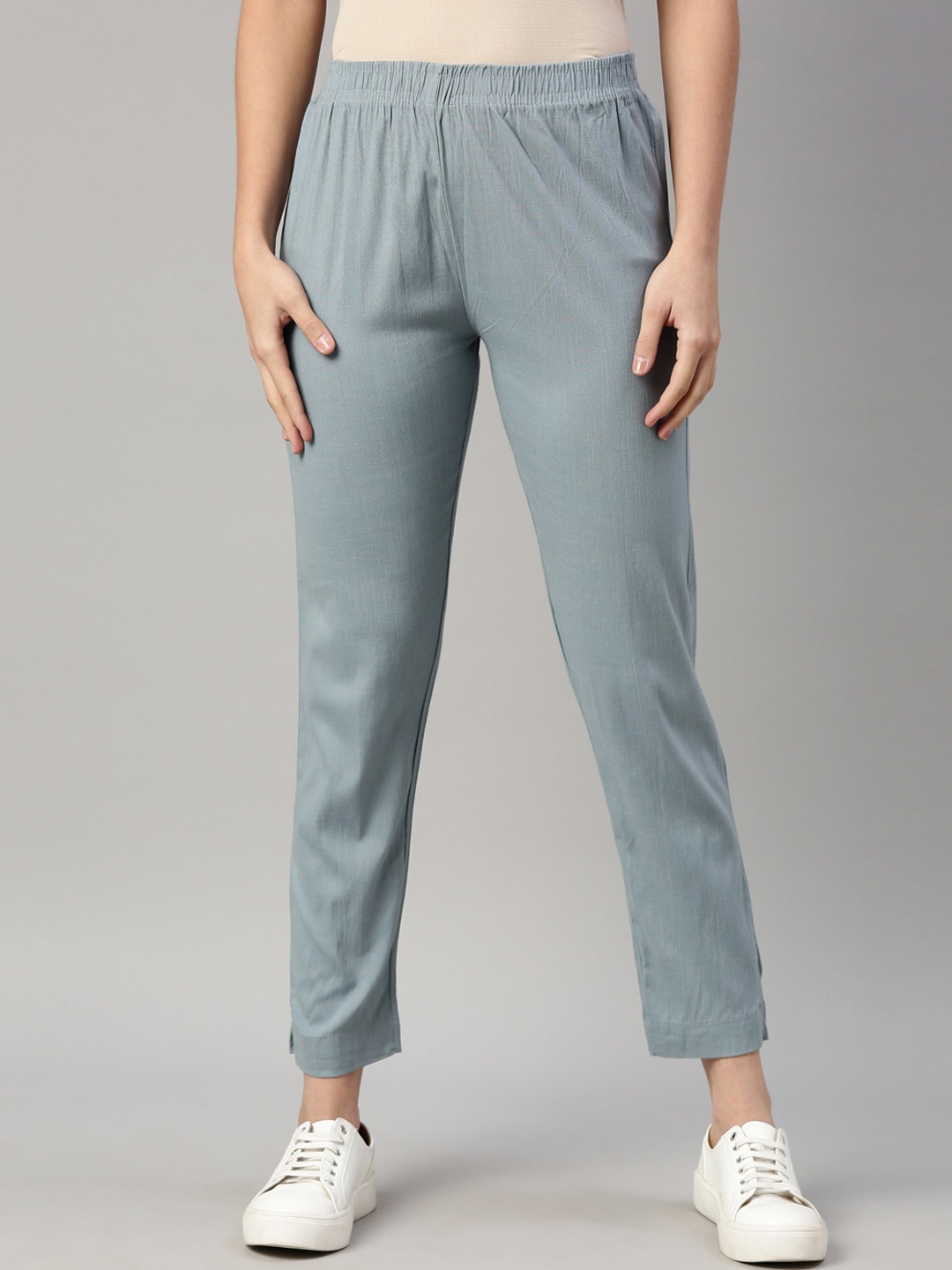 

GOLDSTROMS Women Mid Rise Trousers, Blue