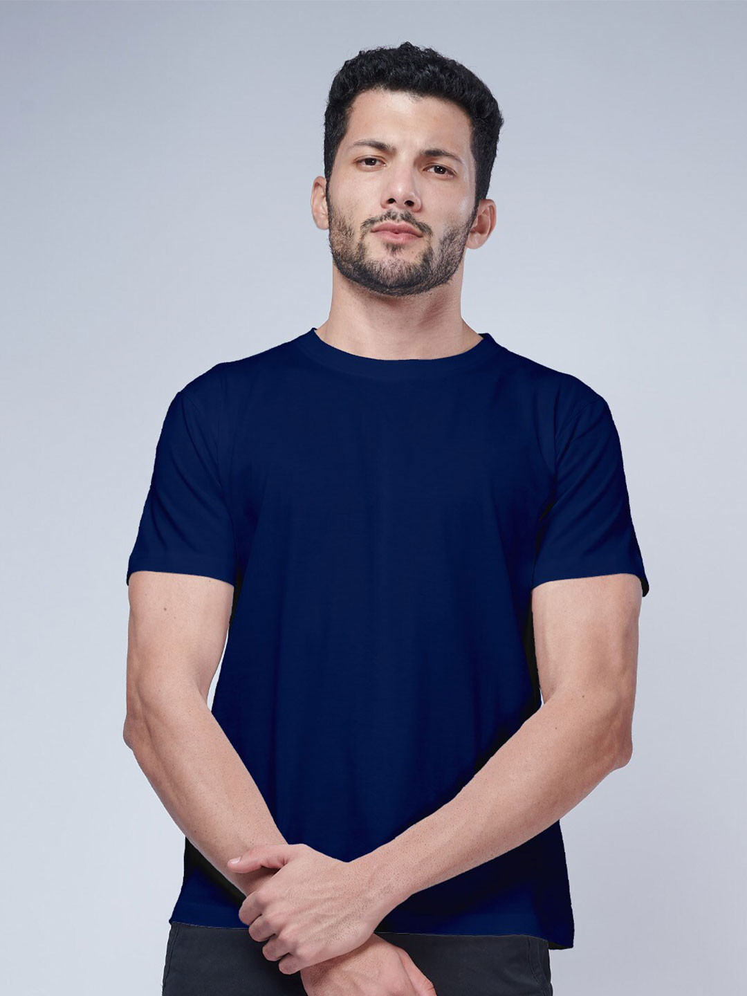 

Aero Armour Round Neck Regular Fit Cotton Casual Shirt, Navy blue