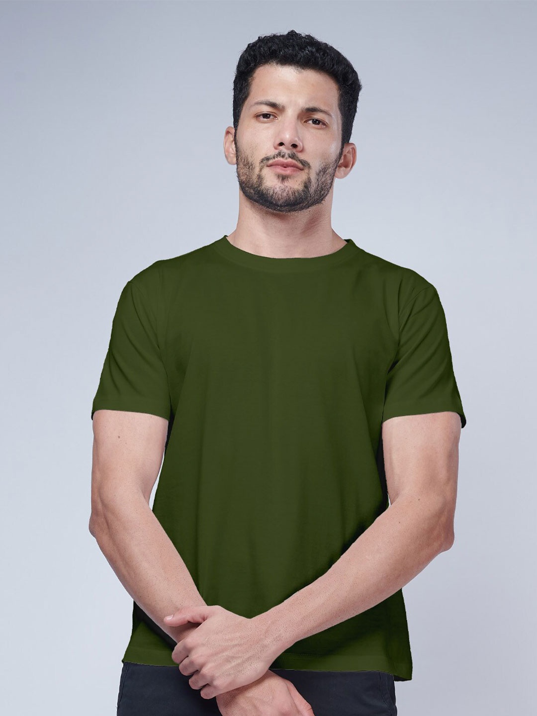 

Aero Armour Round Neck Regular Fit Cotton Casual Shirt, Olive